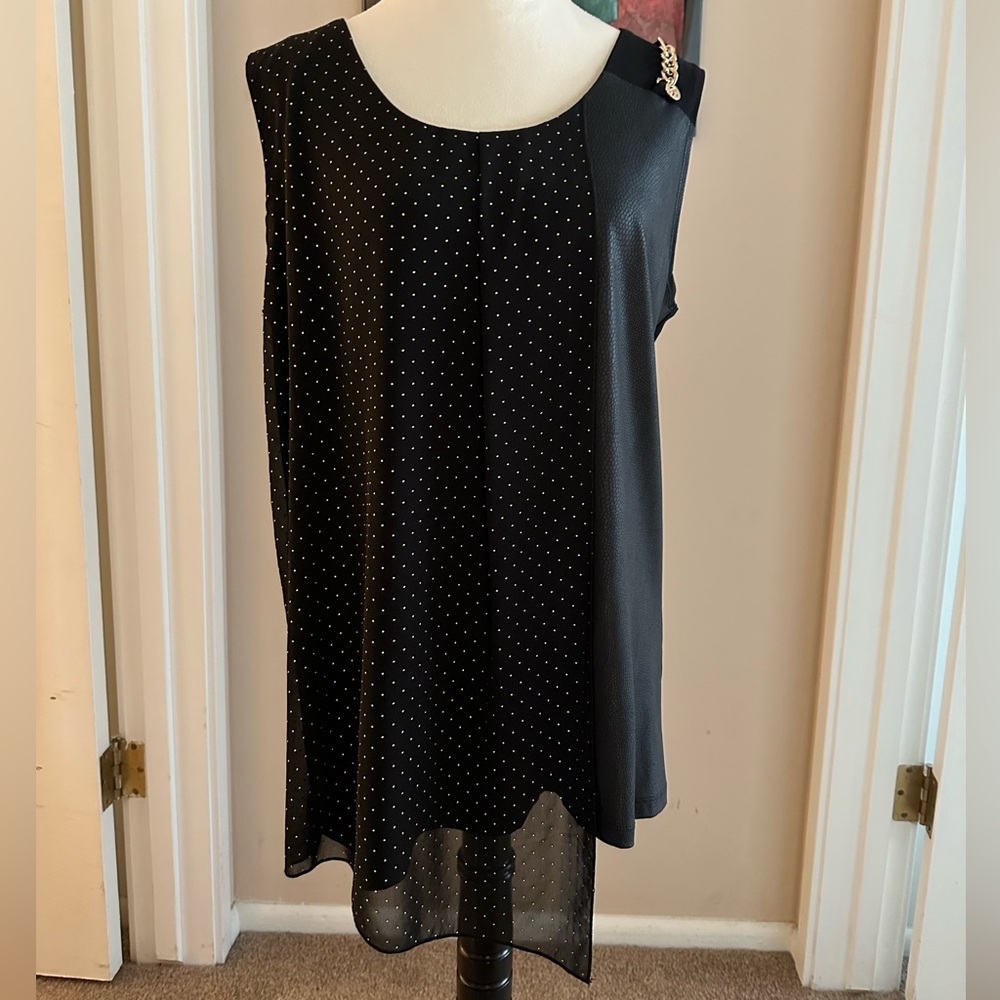 Vintage Picadilly Fashion Black Asymetrical Two-tone Tank Top